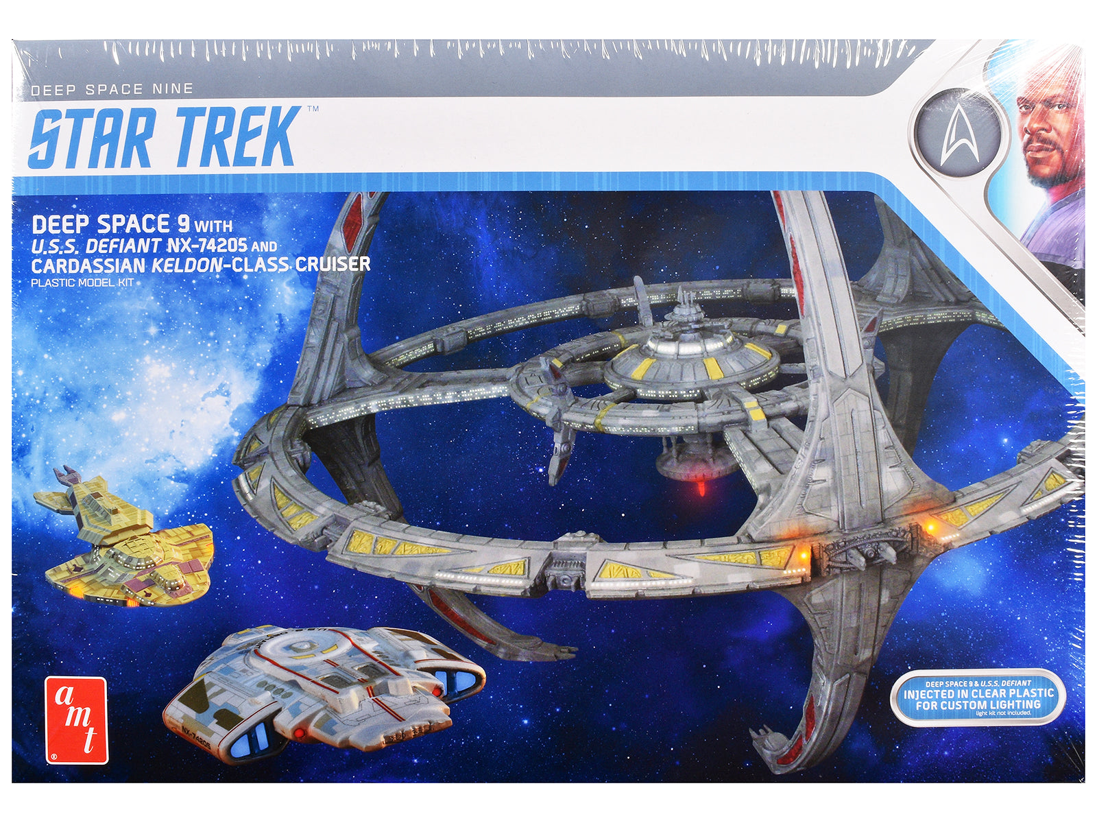 Skill 2 Model Kit Deep Space 9 Space Station with USS Defiant NX-74205 Space Ship and Cadassian Keldon-Class Cruiser "Star Trek: Deep Space Nine" (1993-1999) TV Series 1/3300 Scale Model by AMT free shipping USA