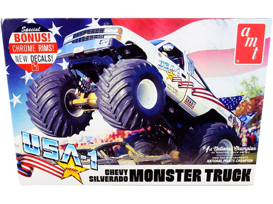 Skill 2 Model Kit Chevrolet Silverado "USA-1" Monster Truck 1/25 - Premium Model Kits(To Built) from AMT - Just $63.89! Shop now at Rapidvehicles