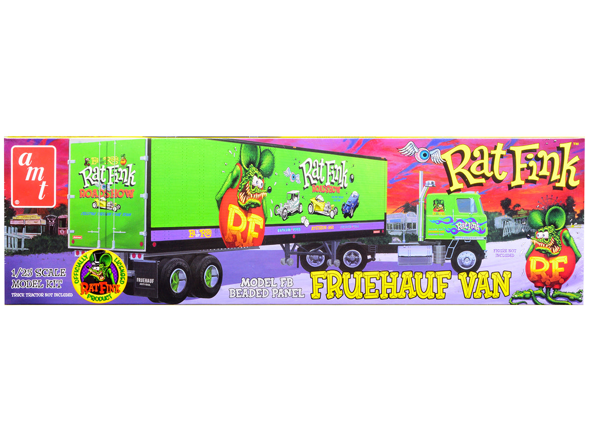 Skill 3 Model Kit Fruehauf FB Beaded Panel Van Trailer "Rat Fink" 1/25 Scale Model by AMT free shipping USA