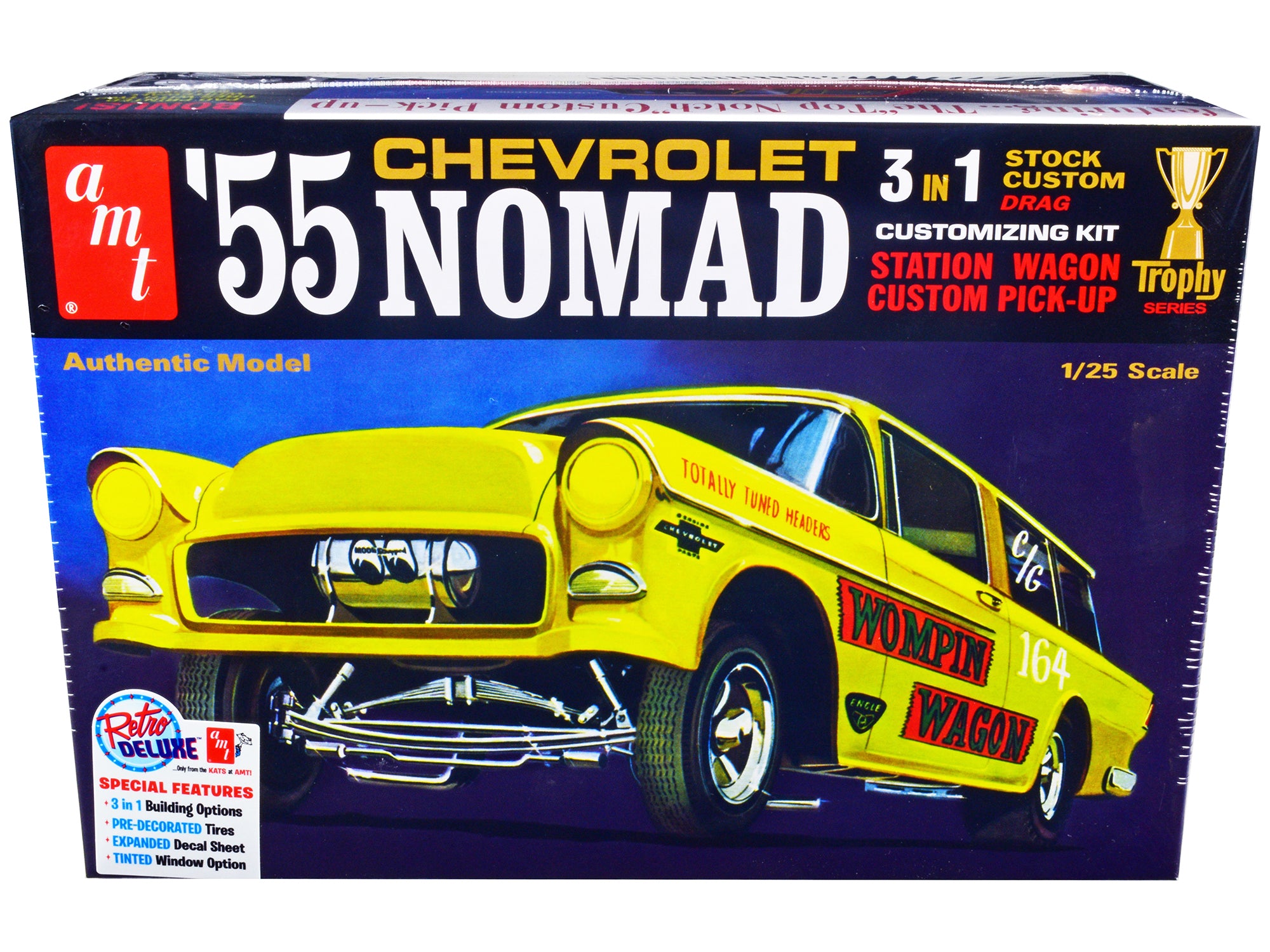 Skill 2 Model Kit 1955 Chevrolet Nomad 3-in-1 Kit "Trophy Series" 1/25 Scale Model by AMT free shipping USA