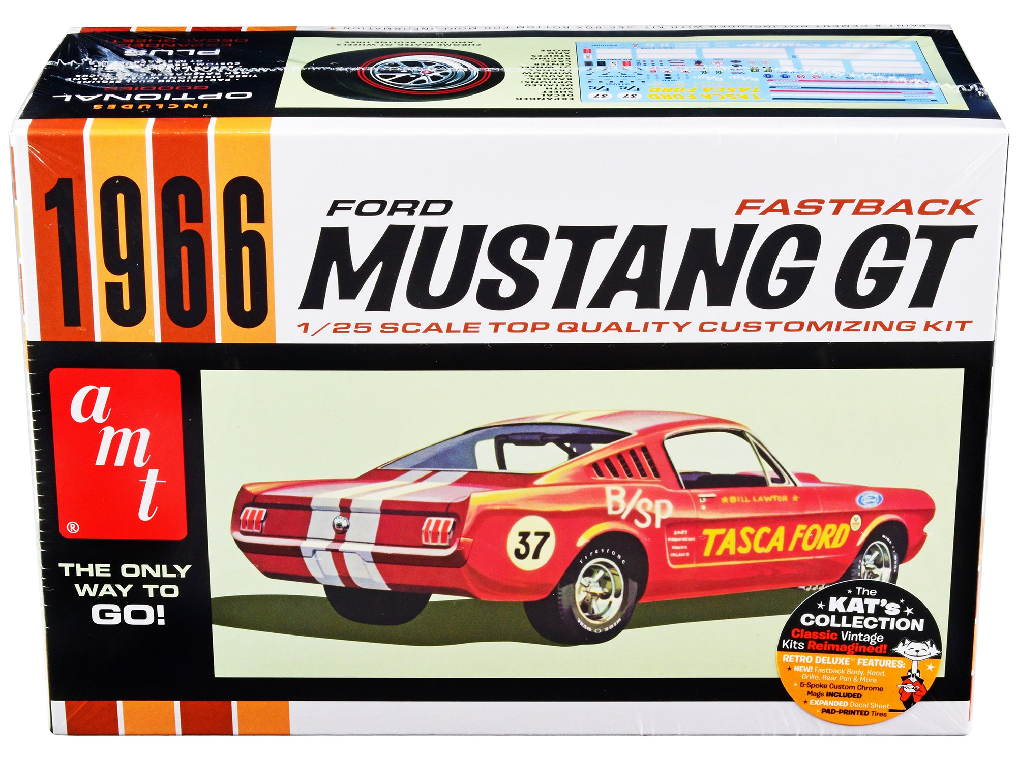 Skill 2 Model Kit 1966 Ford Mustang GT Fastback 1/25 Scale Model by AMT free shipping USA