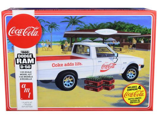 Skill 3 Model Kit 1980 Dodge Ram D-50 Pickup Truck "Coca-Cola" Four Bottle Crates 1/25 Scale Model by AMT free shipping USA