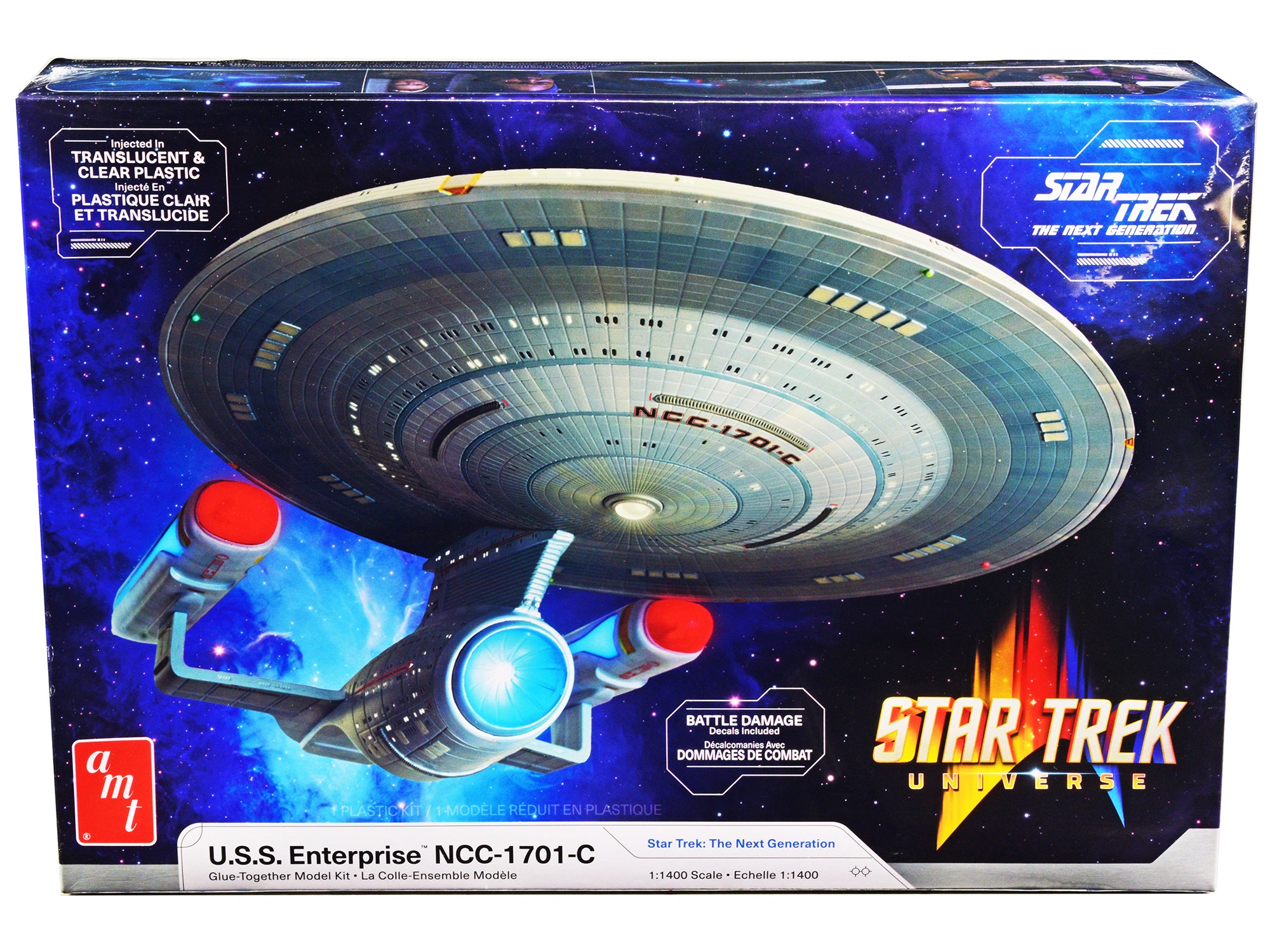 Skill 2 Model Kit U.S.S. Enterprise NCC-1701-C Space Ship "Star Trek: The Next Generation" (1987) TV Series 1/1400 Scale Model by AMT free shipping USA