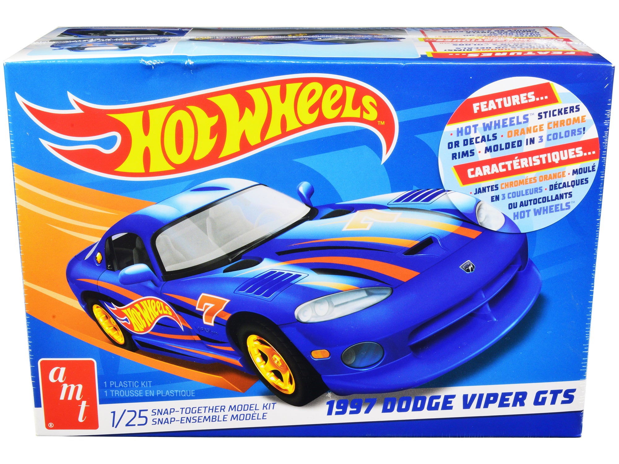 Skill 1 Snap Model Kit 1997 Dodge Viper GTS "Hot Wheels" 1/25 Scale Model by AMT free shipping USA