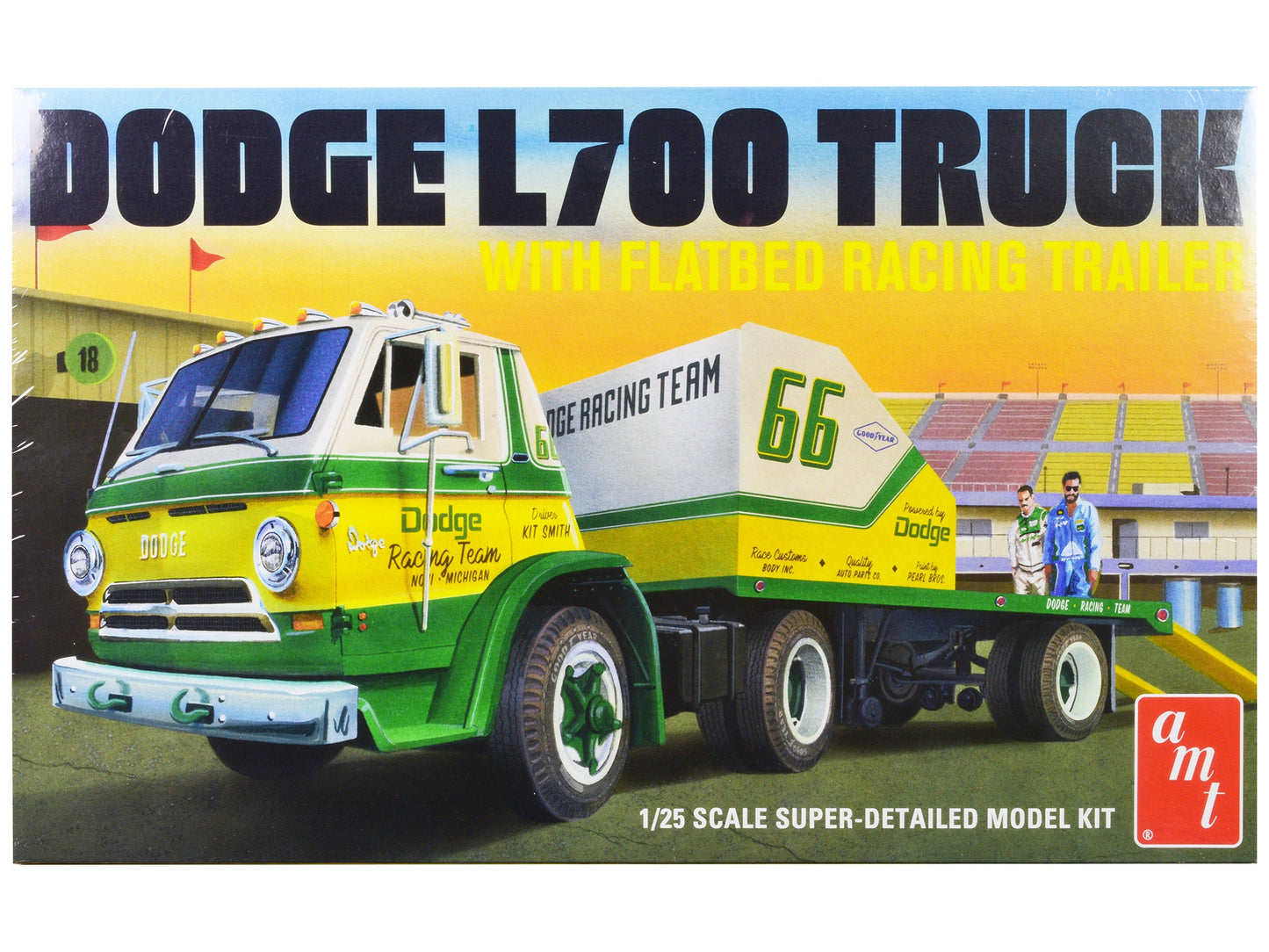 Skill 3 Model Kit 1966 Dodge L700 Truck with Flatbed Racing - Premium Model Kits(To Built) from AMT - Just $84.59! Shop now at Rapidvehicles