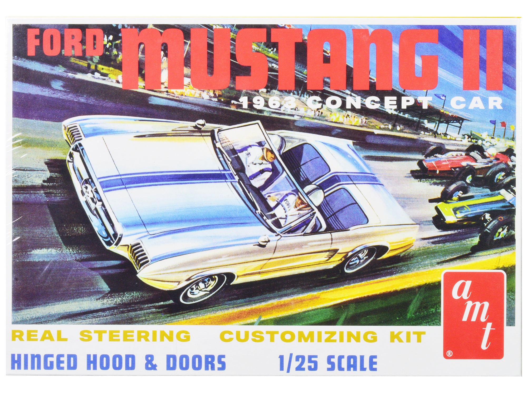 Skill 2 Model Kit 1963 Ford Mustang II Concept Car 1/25 Scale Model by AMT free shipping USA