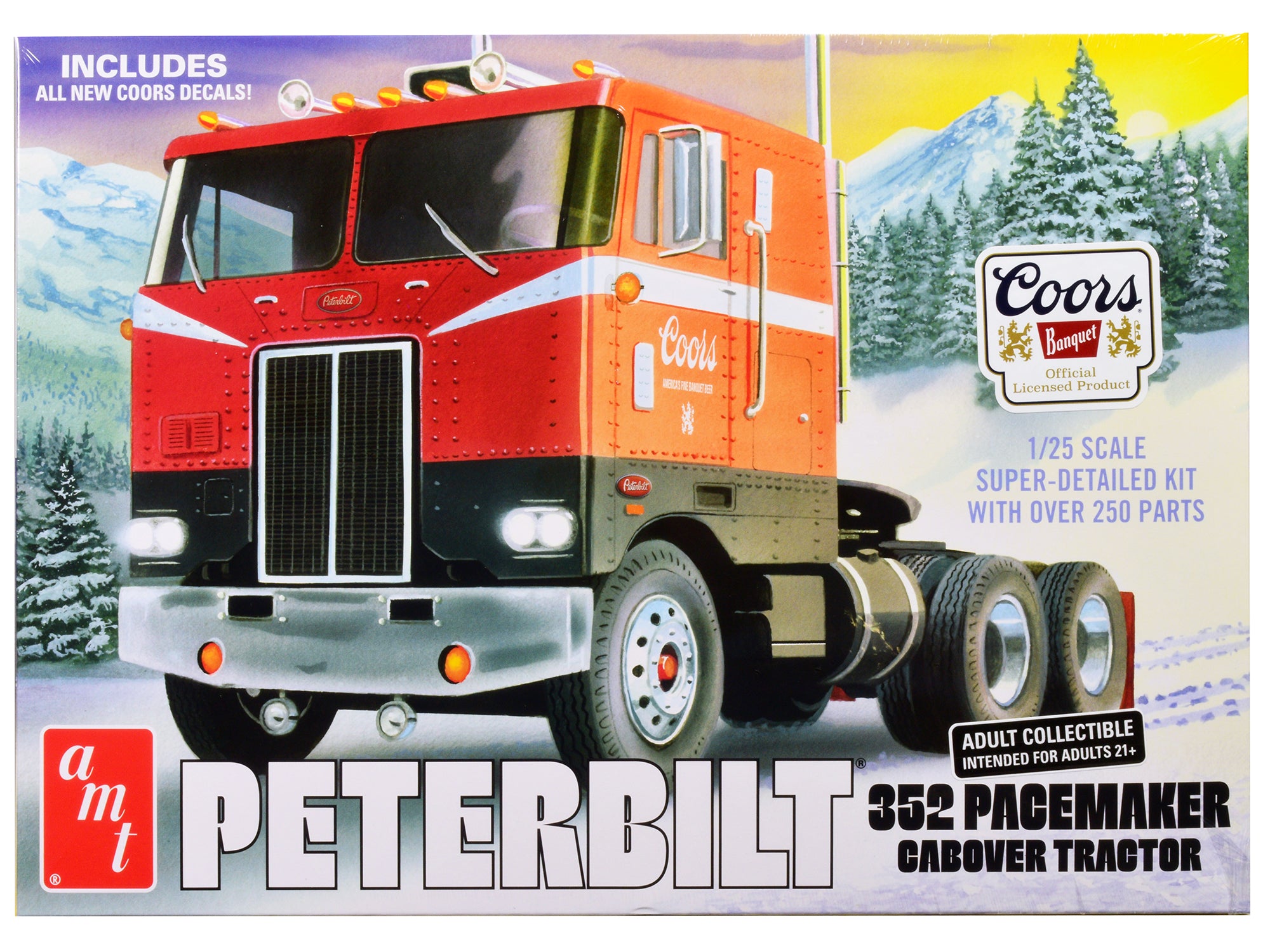 Skill 3 Model Kit Peterbilt 352 Pacemaker Cabover Tractor "Coors" 1/25 Scale Model by AMT free shipping USA