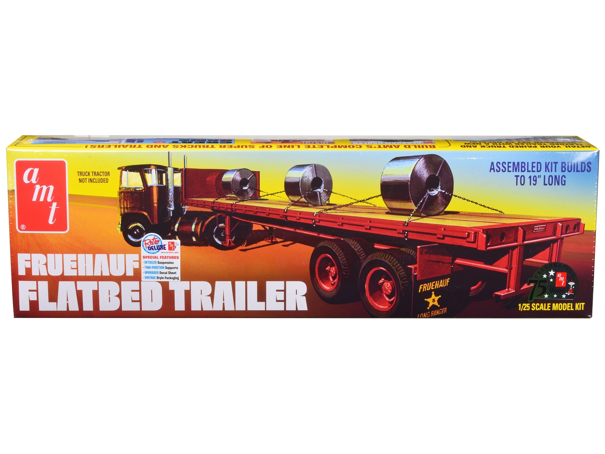 Skill 3 Model Kit Fruehauf Flatbed Trailer 1/25 Scale Model by - Premium Model Kits(To Built) from AMT - Just $83.69! Shop now at Rapidvehicles