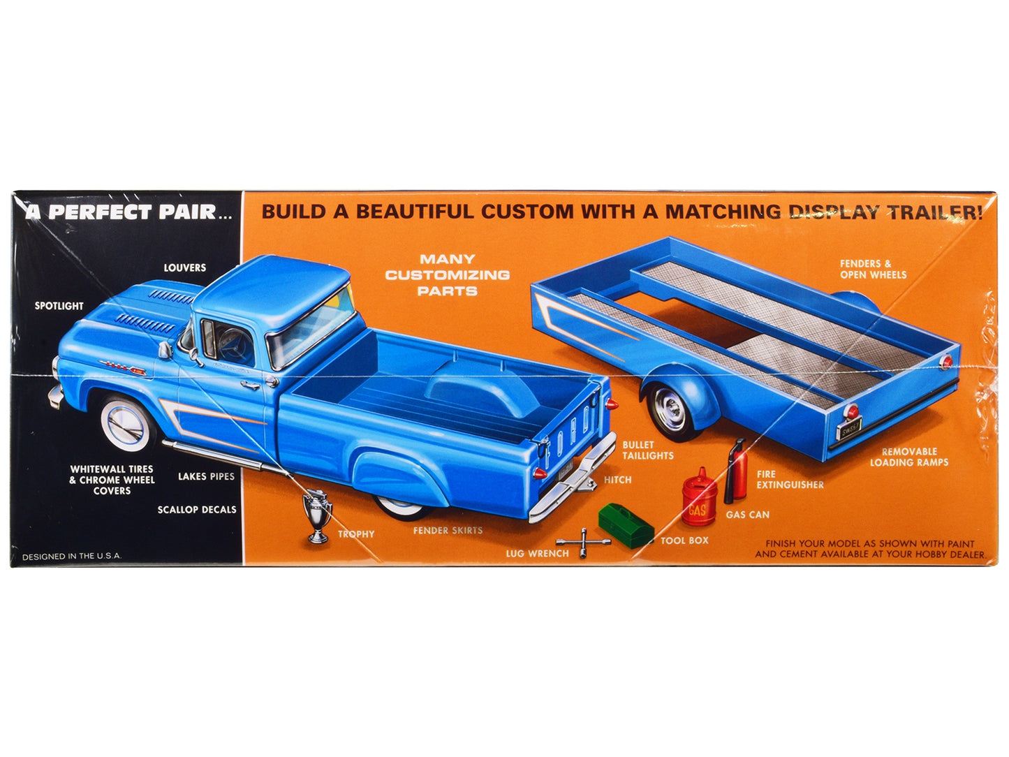 Skill 2 Model Kit 1960 Ford F-100 Pickup Truck with Trailer