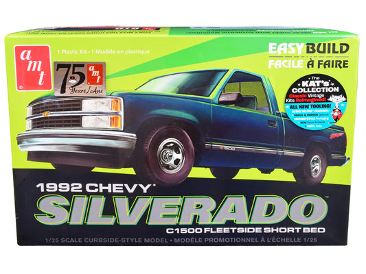 Skill 2 Model Kit 1992 Chevrolet Silverado C1500 Fleetside Short Bed Pickup Truck "Easy Build" 1/25 Scale Model by AMT free shipping USA