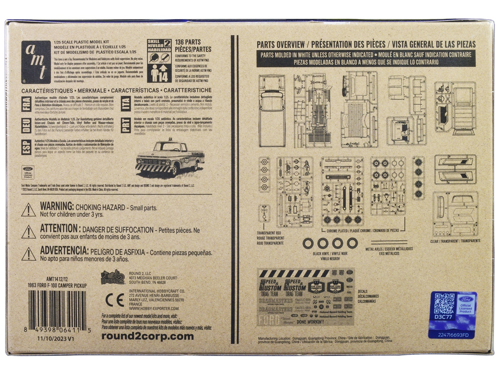 Skill 2 Model Kit 1963 Ford F-100 Camper Pickup Truck 3-in-1 Kit 1/25 Scale Model by AMT - Premium Model Kits(To Built) from AMT - Just $60.99! Shop now at Rapidvehicles