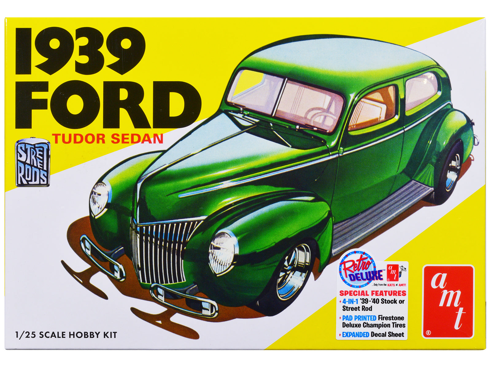 Skill 2 Model Kit 1939 Ford Tudor Sedan "Street Rod" Series 1/25 Scale Model by AMT free shipping USA