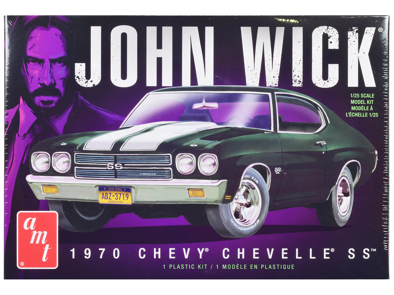 Skill 2 Model Kit 1970 Chevrolet Chevelle SS "John Wick" (2014) Movie 1/25 Scale Model by AMT free shipping USA