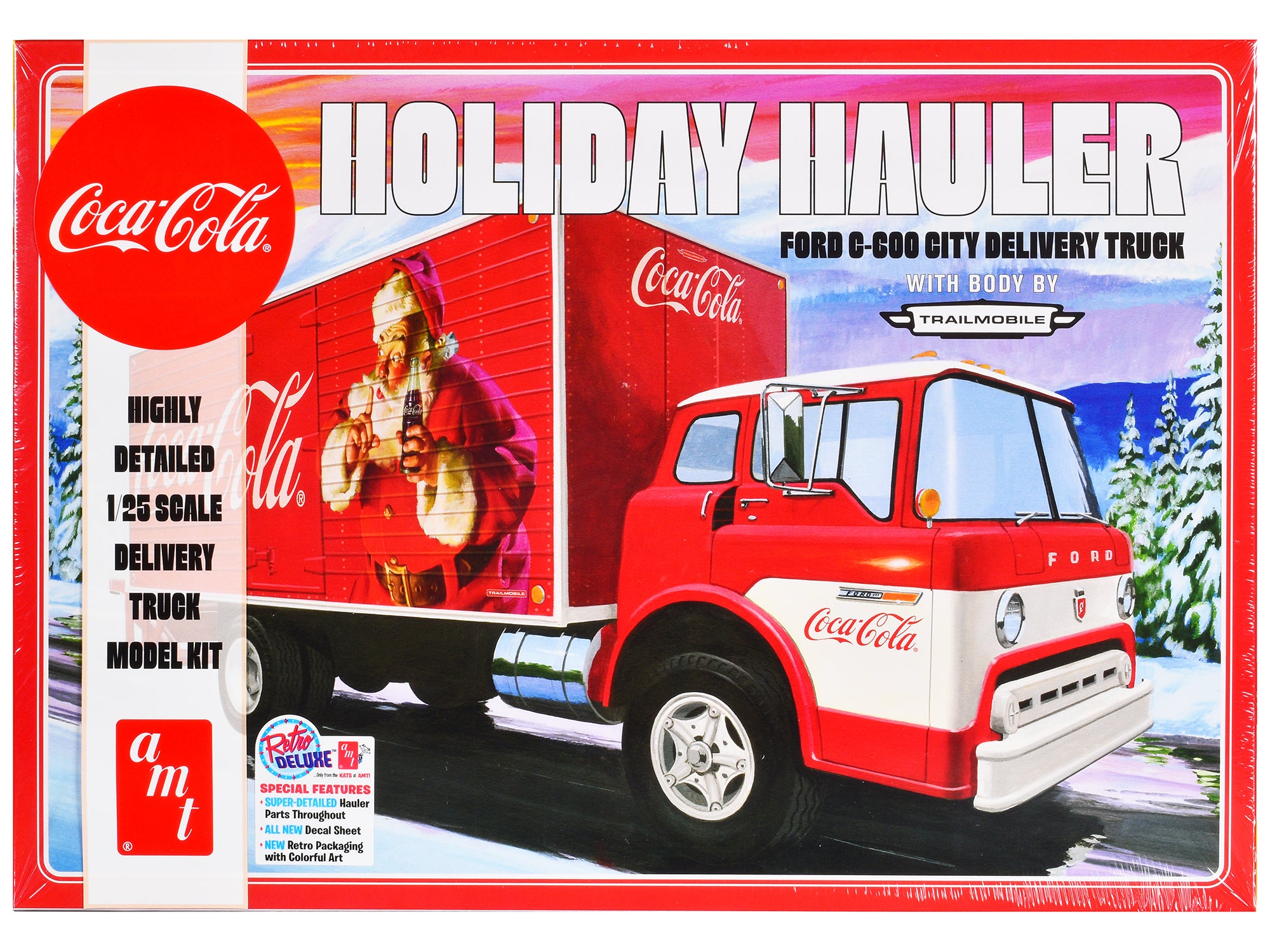 Skill 3 Model Kit Ford C-600 City Delivery Truck "Holiday Hauler - Coca-Cola" 1/25 Scale Model by AMT free shipping USA