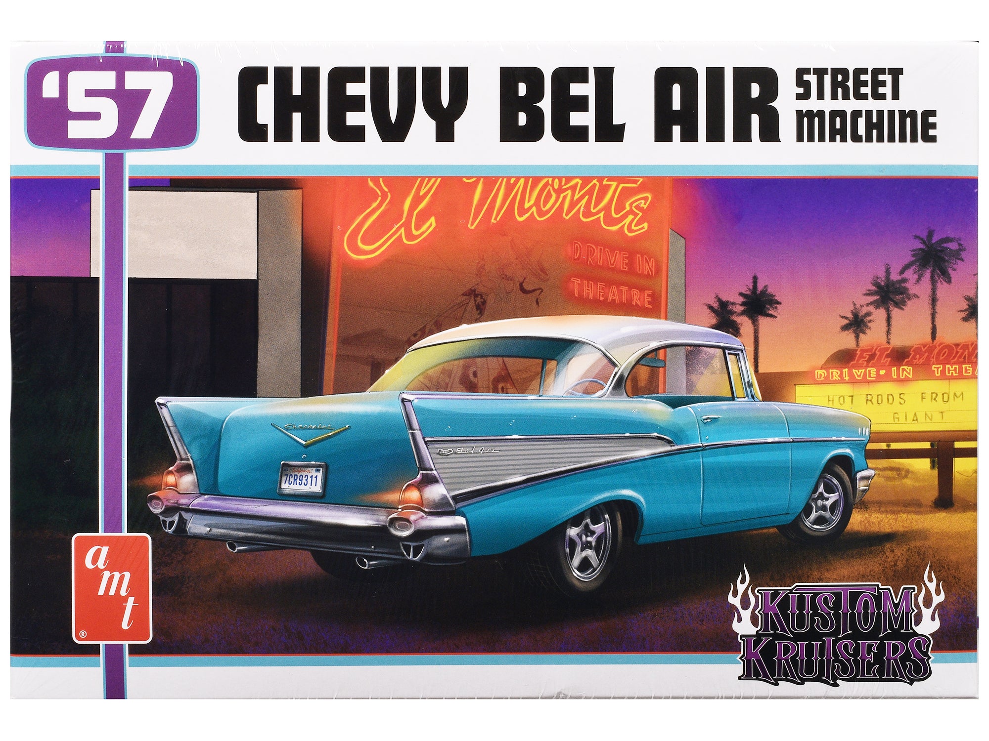 Skill 2 Model Kit 1957 Chevrolet Bel Air Street Machine "Kustom Kruisers" 1/25 Scale Model by AMT free shipping USA