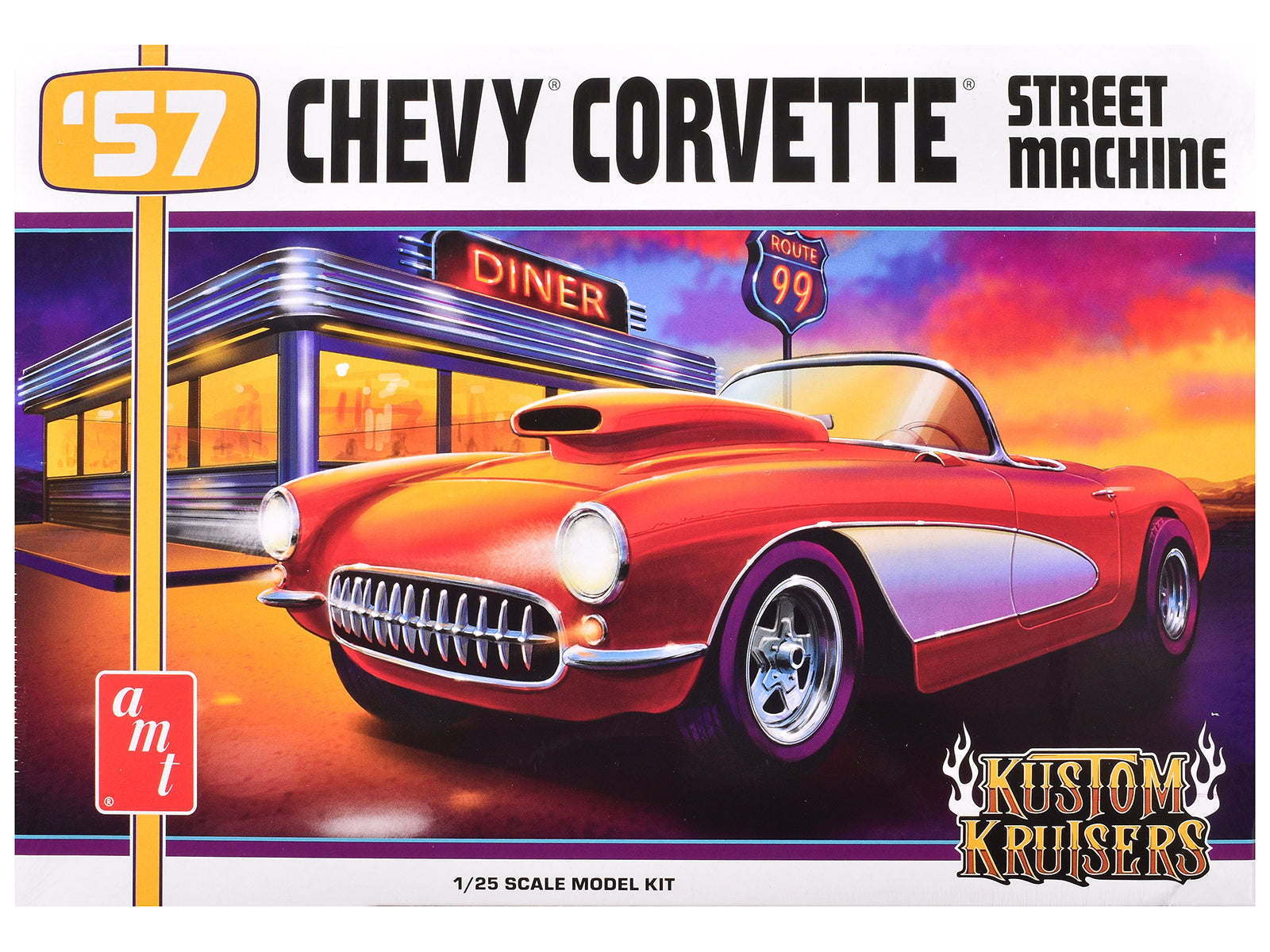 Skill 2 Model Kit 1957 Chevrolet Corvette Street Machine "Kustom Kruisers" Series 1/25 Scale Model by AMT free shipping USA