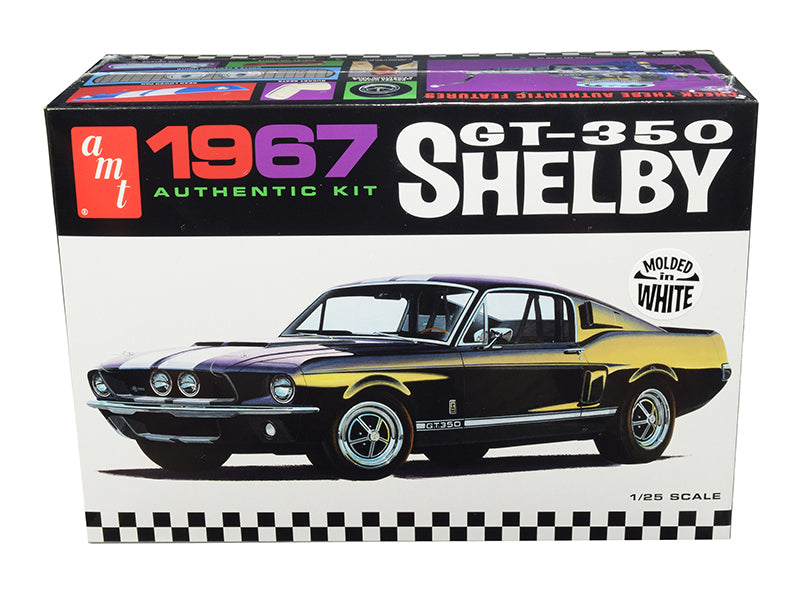 Skill 2 Model Kit 1967 Ford Mustang Shelby GT350 White 1/25 Scale Model by AMT free shipping USA