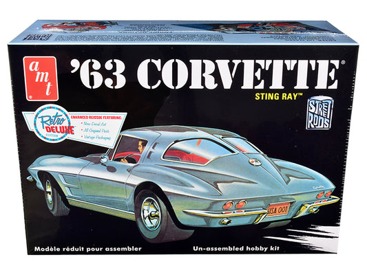 Skill 2 Model Kit 1963 Chevrolet Corvette Stingray 1/25 Scale Model by AMT free shipping USA