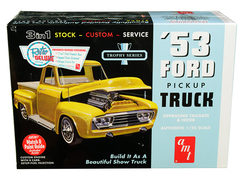 Skill 2 Model Kit 1953 Ford Pickup Truck "Trophy Series" 3 in 1 Kit 1/25 Scale Model by AMT free shipping USA