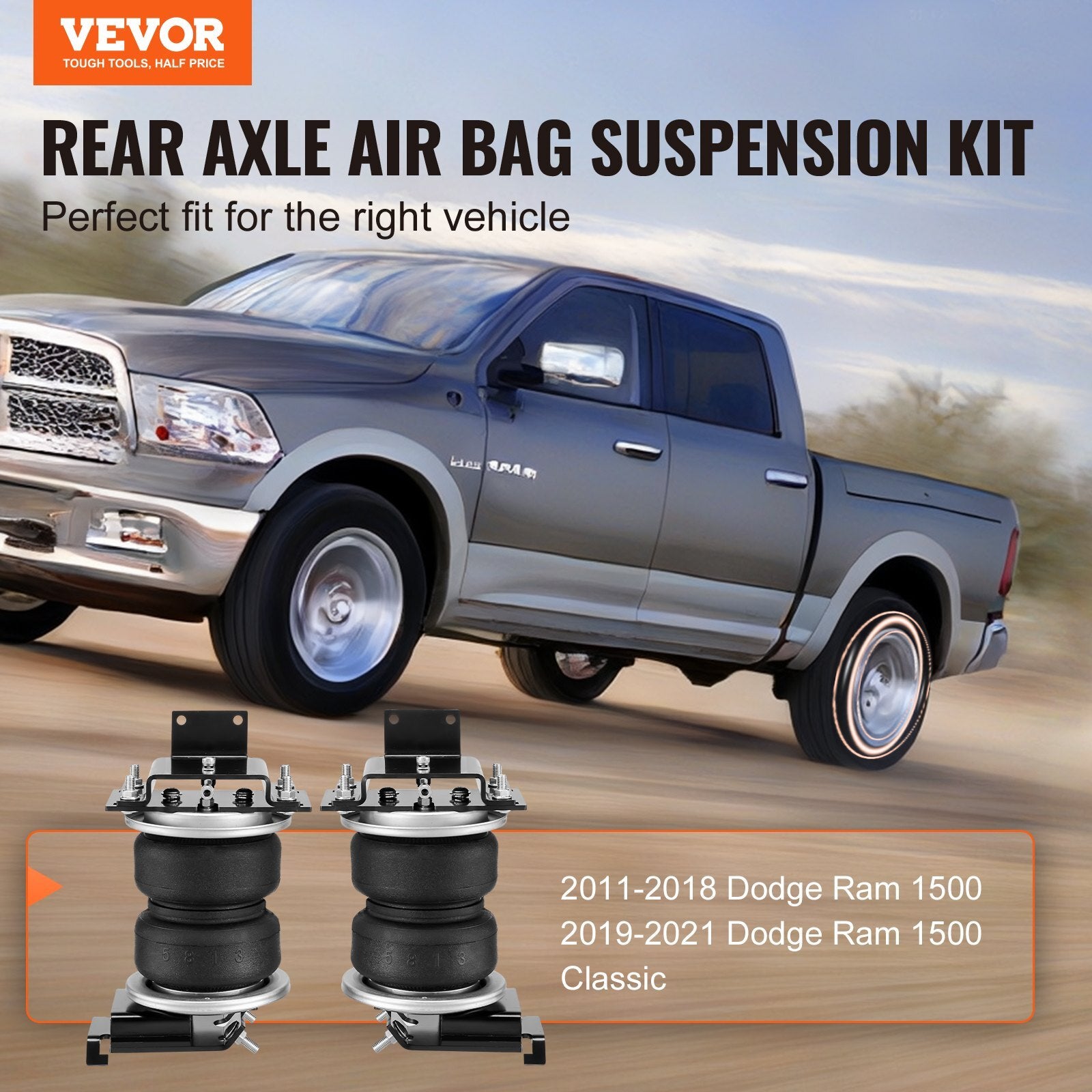 VEVOR Air Bag Suspension Kit, Air Springs Suspension Bag Kit Compatible with 2011-2018 Dodge Ram 1500, 2019-2021 Dodge Ram 1500 Classic, 5000 lbs Loading, 5 to 100 PSI - Premium Shock Absorber from VEVOR - Just $281.99! Shop now at Rapidvehicles