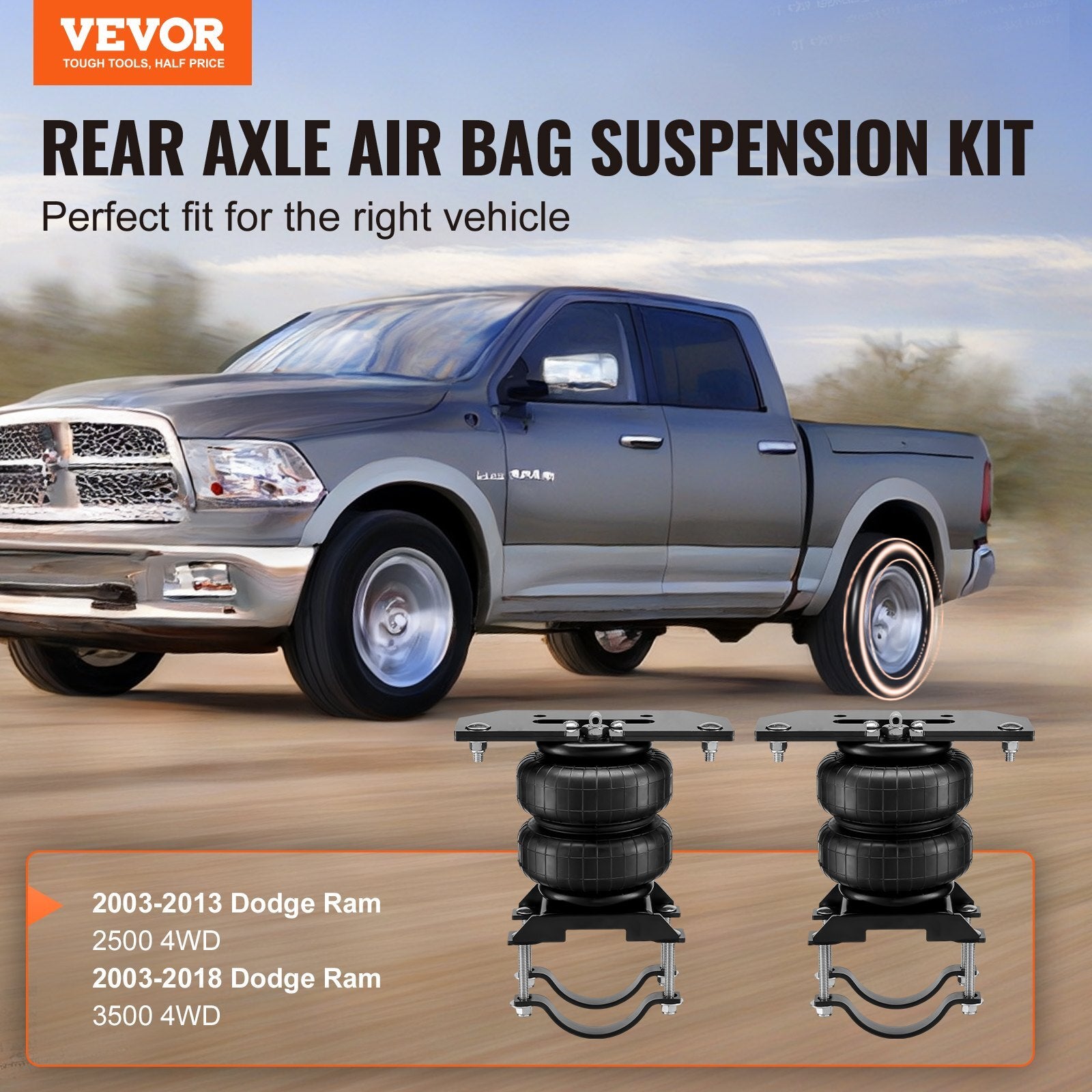 VEVOR Air Bag Suspension Kit, Air Springs Suspension Bag Kit Compatible with 2003-2013 Dodge Ram 2500 4WD, 2003-2018 Dodge Ram 3500 4WD, 5000 lbs Loading, 5 to 100 PSI - Premium Shock Absorber from VEVOR - Just $244.39! Shop now at Rapidvehicles