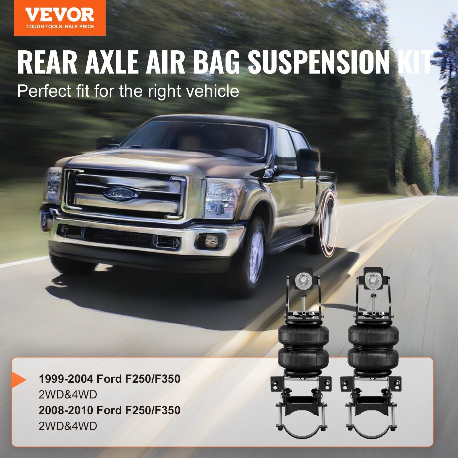 VEVOR Air Bag Suspension Kit, Air Springs Suspension Bag Kit Compatible with 1999-2004 Ford F250/F350 2WD 4WD, 2008-2010 Ford F250/F350 2WD 4WD, 5000 lbs Loading, 5 to 100 PSI - Premium Shock Absorber from VEVOR - Just $320.06! Shop now at Rapidvehicles