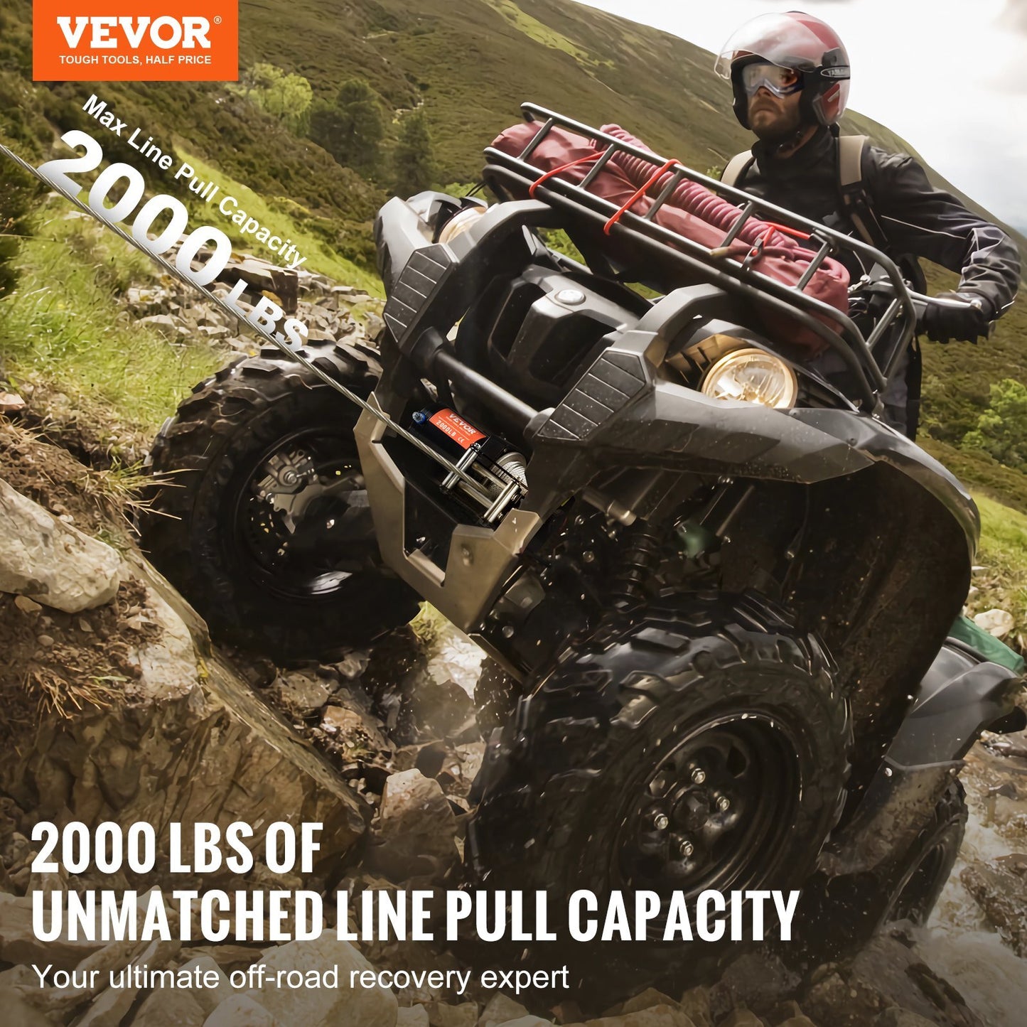 VEVOR Electric Winch ATV UTV 2000 lb Steel Cable IP 55 Waterproof - Premium Electric Winch from VEVOR - Just $100.10! Shop now at Rapidvehicles