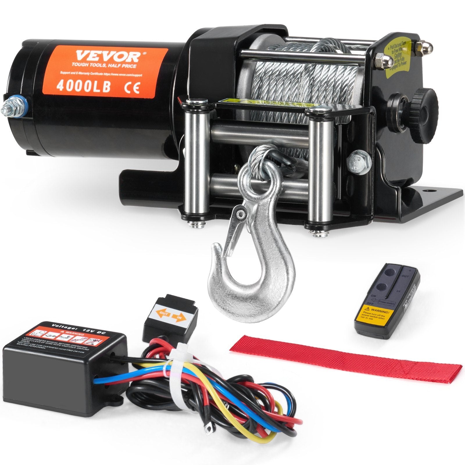 VEVOR Electric Winch ATV UTV 4000 lb Steel Cable IP55 Waterproof Remote Control - Premium Electric Winch from VEVOR - Just $133.94! Shop now at Rapidvehicles