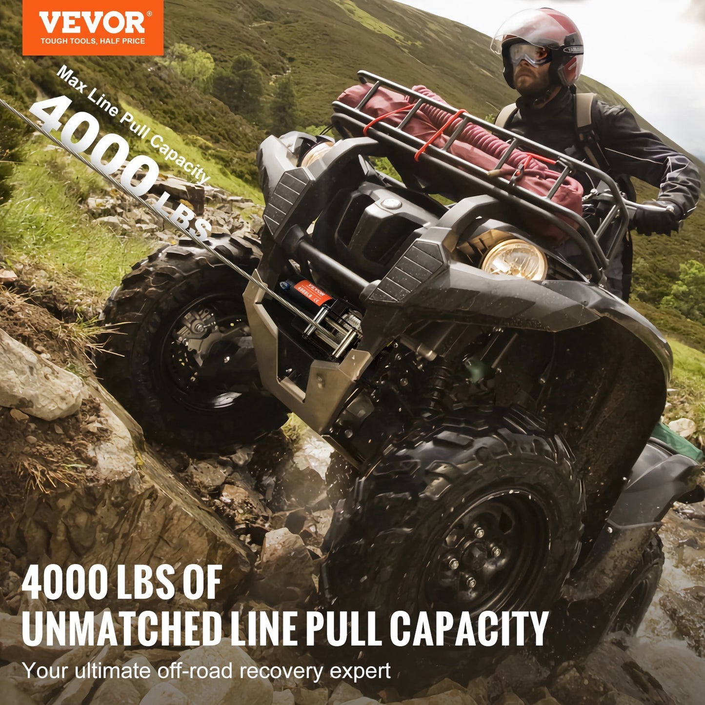 VEVOR Electric Winch ATV UTV 4000 lb Steel Cable IP55 Waterproof - Premium Electric Winch from VEVOR - Just $160.99! Shop now at Rapidvehicles