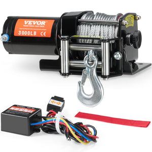 VEVOR Electric Winch ATV UTV 3000 lb Steel Cable IP55 Waterproof Wired Control - Premium Electric Winch from VEVOR - Just $114.79! Shop now at Rapidvehicles