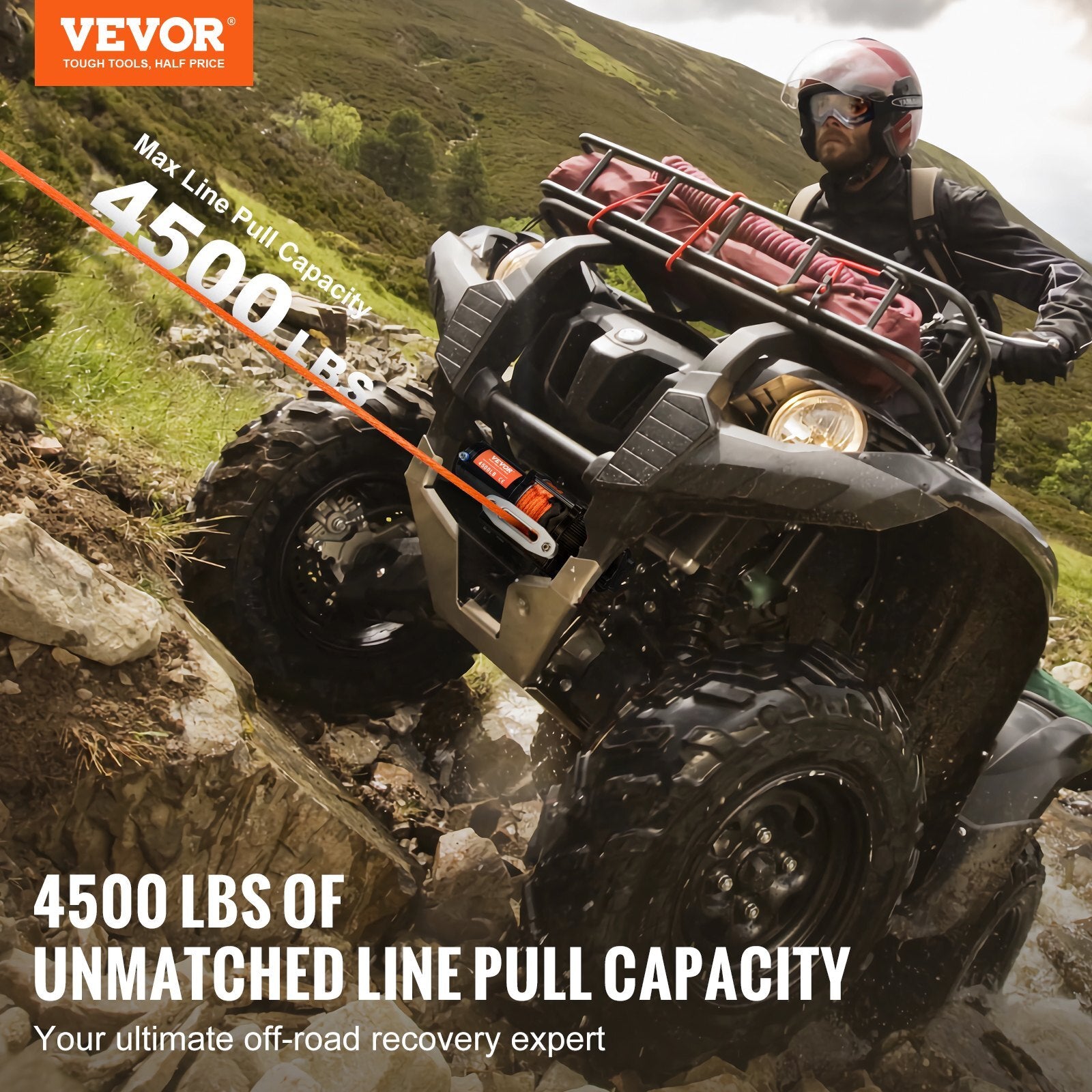 VEVOR Electric Winch ATV UTV 4500 lb Synthetic Rope Waterproof Remote Control - Premium Electric Winch from VEVOR - Just $162.49! Shop now at Rapidvehicles