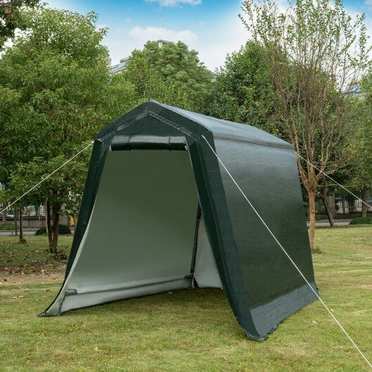 Outdoor Carport Shed with Sidewalls and Waterproof Ripstop Cover-6 x 8 ft - Color: Green - Size: 6 x 8 ft - Premium Outdoor > Outdoor Storage & Garages > Carports from Rapidvehicles - Just $186.99! Shop now at Rapidvehicles