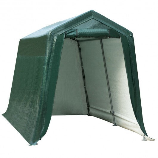 Outdoor Carport Shed with Sidewalls and Waterproof Ripstop Cover-7 x 12 ft - Color: Green - Size: 7 x 12 ft - Premium Outdoor > Outdoor Storage & Garages > Carports from Rapidvehicles - Just $273.19! Shop now at Rapidvehicles