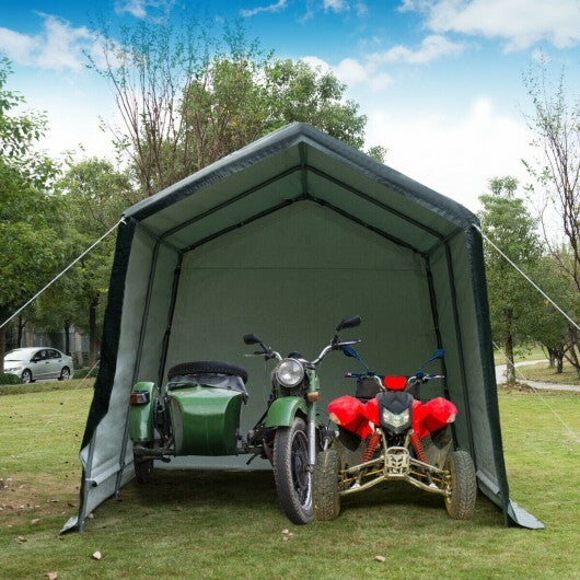 Outdoor Carport Shed with Sidewalls and Waterproof Ripstop Cover-10 x 10 ft - Color: Green - Size: 10 x 10 ft - Premium Outdoor > Outdoor Storage & Garages > Carports from Rapidvehicles - Just $286.19! Shop now at Rapidvehicles