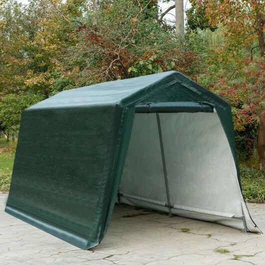 Outdoor Carport Shed with Sidewalls and Waterproof Ripstop Cover-8 x 14 ft - Color: Green - Size: 8 x 14 ft - Premium Outdoor > Outdoor Storage & Garages > Carports from Rapidvehicles - Just $273.19! Shop now at Rapidvehicles