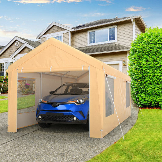 10 x 20 Feet Heavy-Duty Steel Portable Carport Car Canopy Shelter-Yellow - Color: Yellow - Premium Outdoor > Outdoor Storage & Garages > Carports from Rapidvehicles - Just $442.19! Shop now at Rapidvehicles