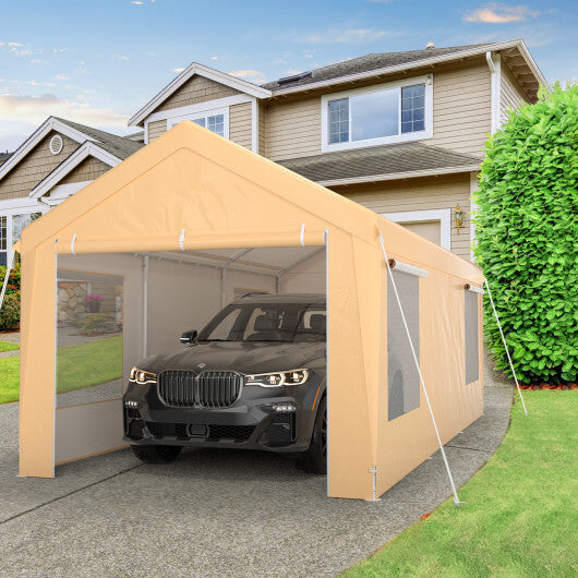 10 x 20 Feet Heavy-Duty Steel Portable Carport Car Canopy Shelter-Yellow - Premium Outdoor Storage & Garages from Rapidvehicles - Just $442.19! Shop now at Rapidvehicles