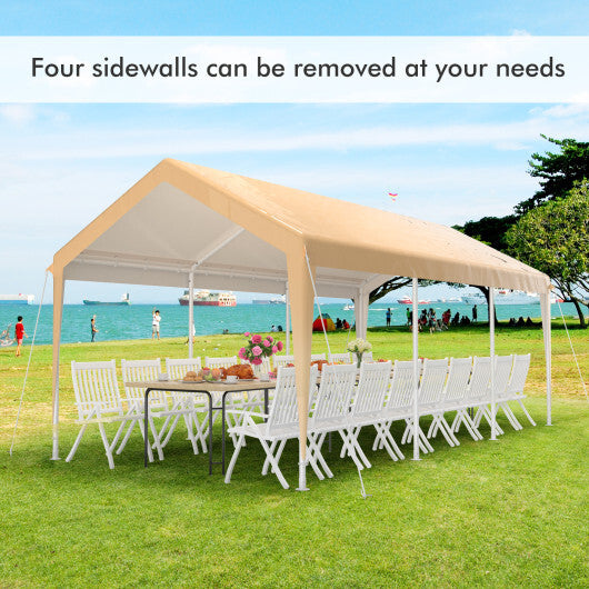 10 x 20 Feet Heavy-Duty Steel Portable Carport Car Canopy Shelter-Yellow - Premium Outdoor Storage & Garages from Rapidvehicles - Just $442.19! Shop now at Rapidvehicles