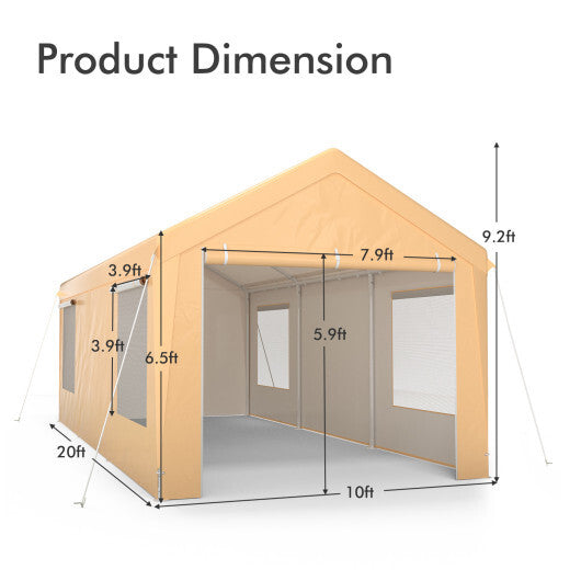 10 x 20 Feet Heavy-Duty Steel Portable Carport Car Canopy Shelter-Yellow - Premium Outdoor Storage & Garages from Rapidvehicles - Just $442.19! Shop now at Rapidvehicles