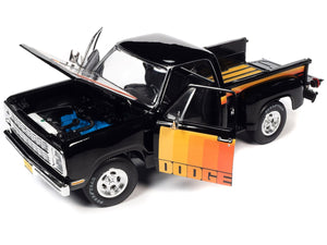 1980 Dodge D150 Pick-M-Up Utiline Pickup Truck Black with Stripes 1/18 Diecast Model Car by Auto World - Premium Pickup Trucks Models from Autoworld - Just $117.99! Shop now at Rapidvehicles