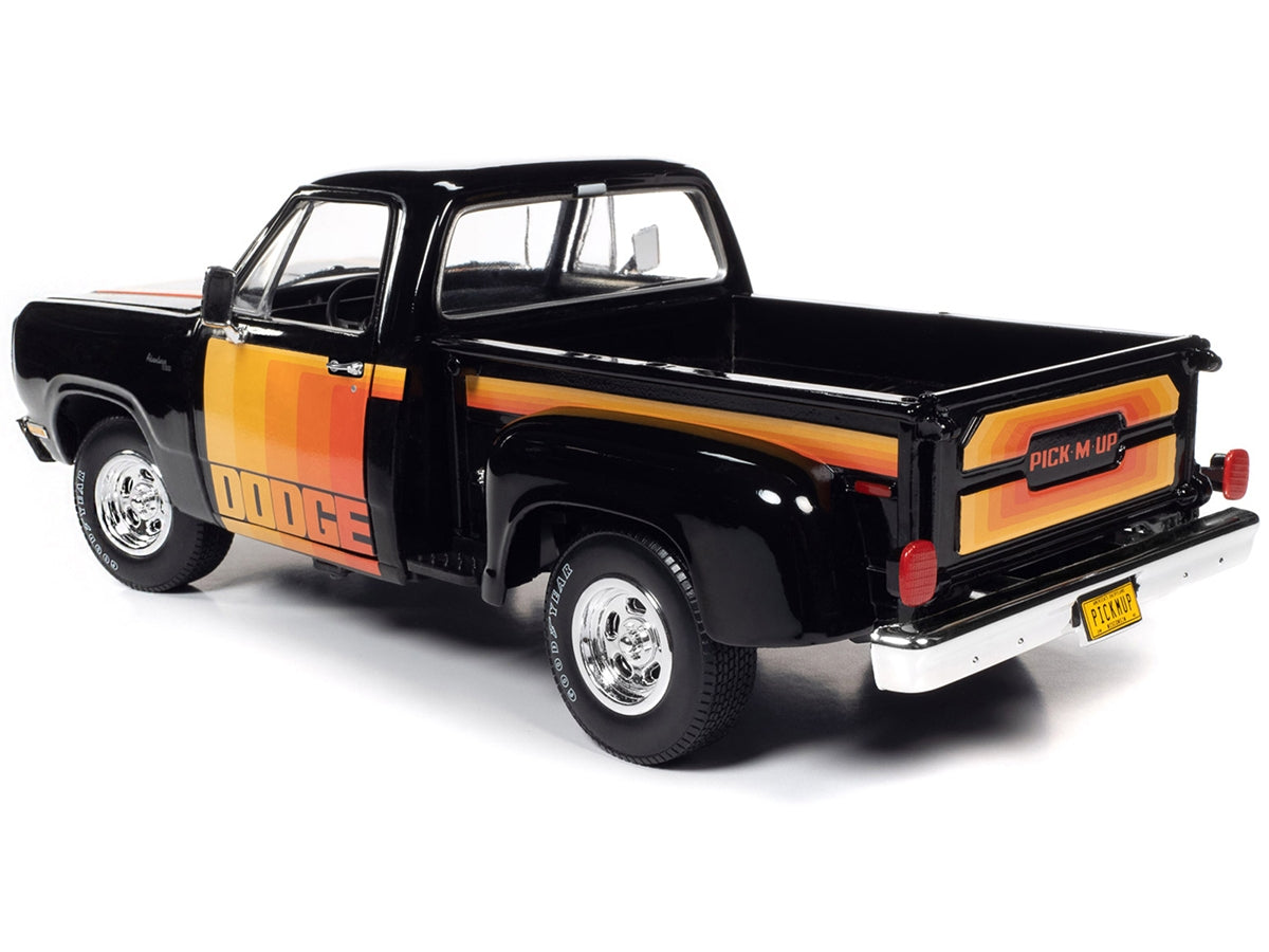 1980 Dodge D150 Pick-M-Up Utiline Pickup Truck Black with Stripes 1/18 Diecast Model Car by Auto World - Premium Pickup Trucks Models from Autoworld - Just $117.99! Shop now at Rapidvehicles