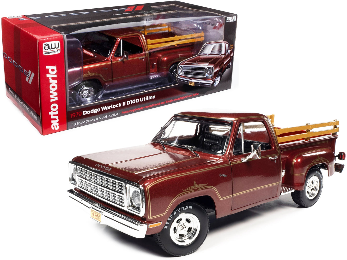 1979 Dodge Warlock II D100 Utiline Pickup Truck Canyon Red - Premium Pickup Trucks Models from Autoworld - Just $108.80! Shop now at Rapidvehicles