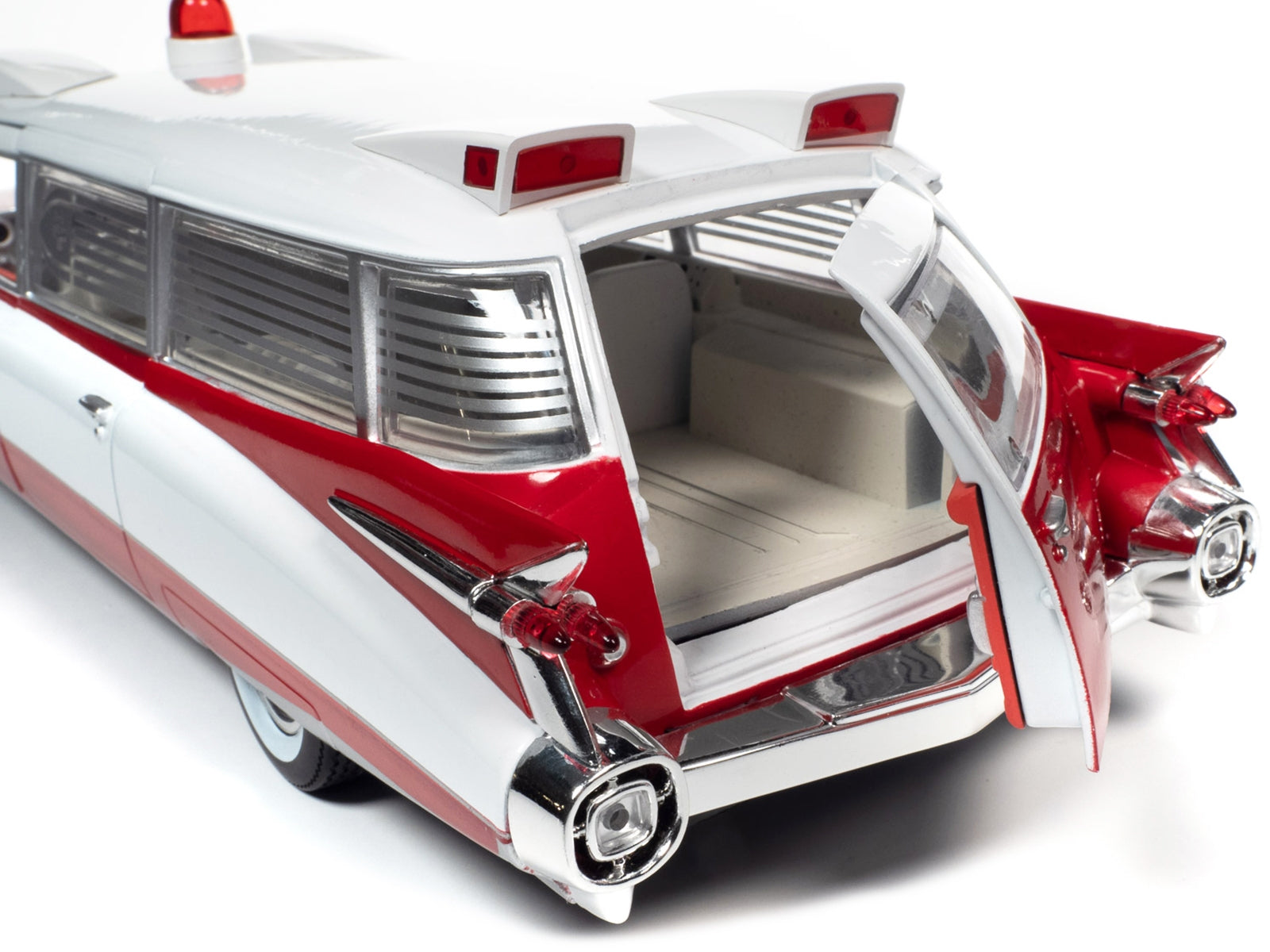 1959 Cadillac Eldorado Ambulance Red and White 1/18 Diecast Model - Premium Cadillac Models from Autoworld - Just $120.89! Shop now at Rapidvehicles