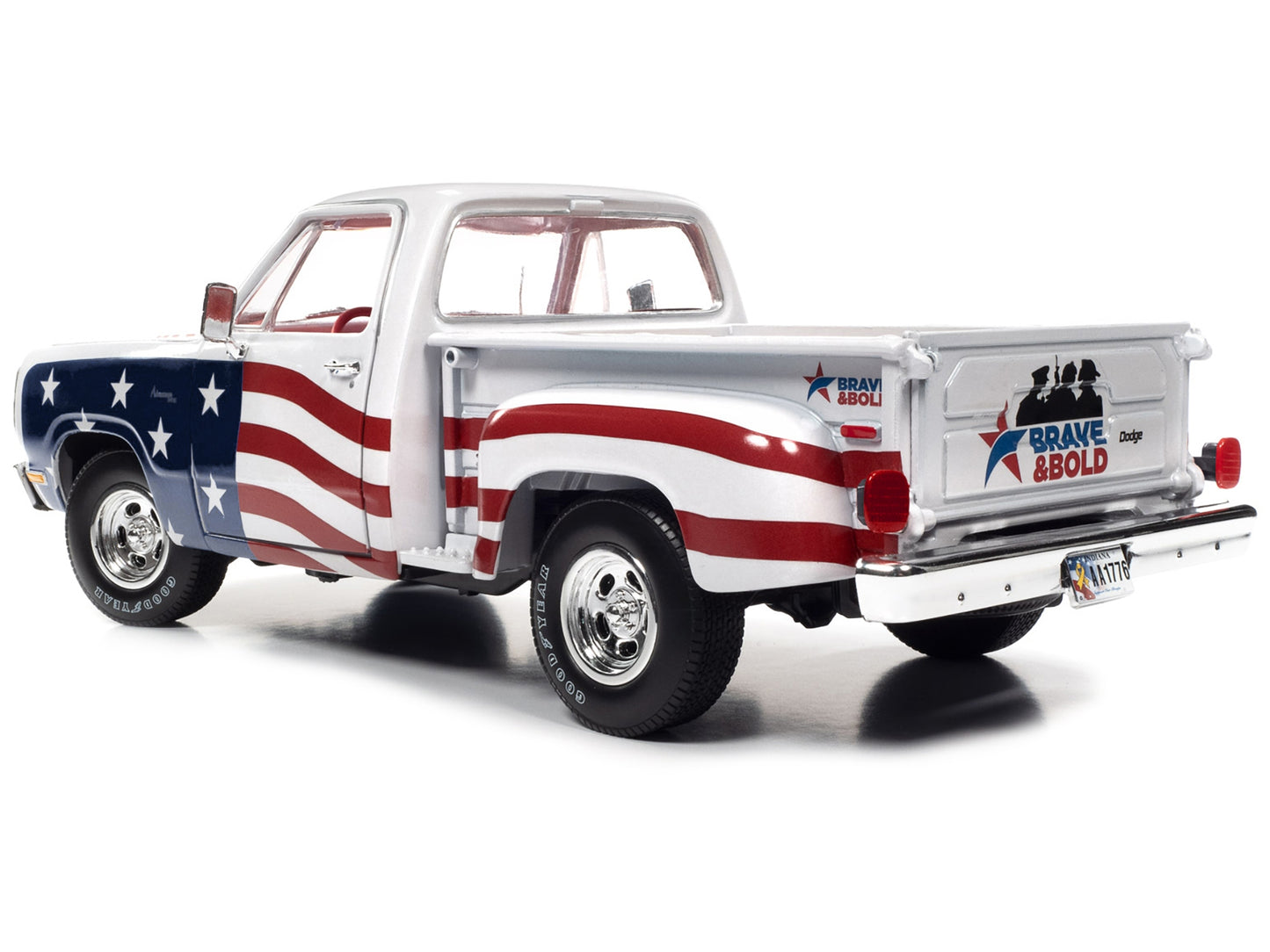 1980 Dodge D150 Adventurer Pickup Truck White with American Flag