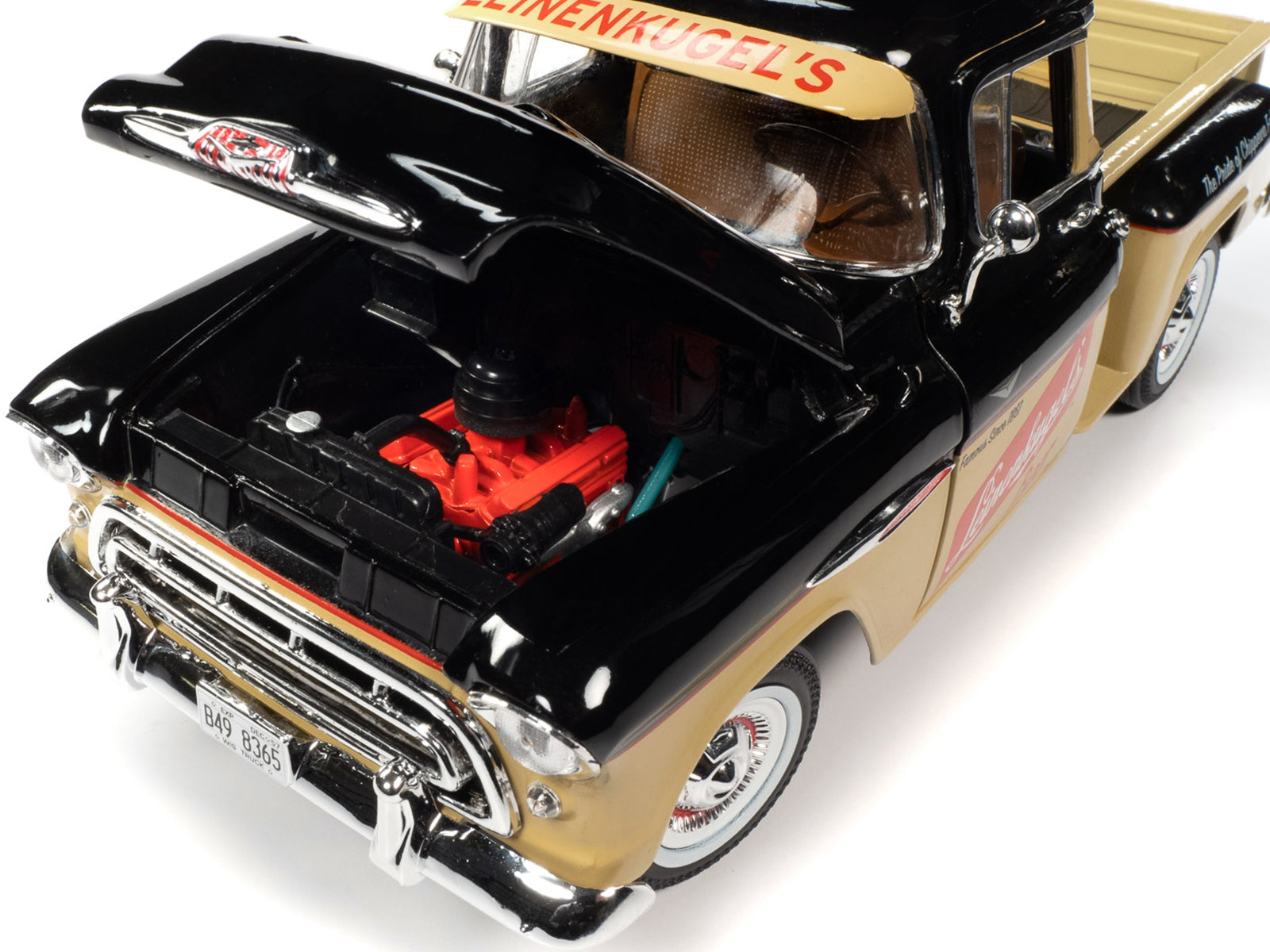 1957 Chevrolet 3100 Stepside Pickup Truck Black and Tan with Graphics "Leinenkugle's Beer The Pride of Chippewa Falls" 1/18 Diecast Model by Auto World - Premium Pickup Trucks Models from Autoworld - Just $120.89! Shop now at Rapidvehicles