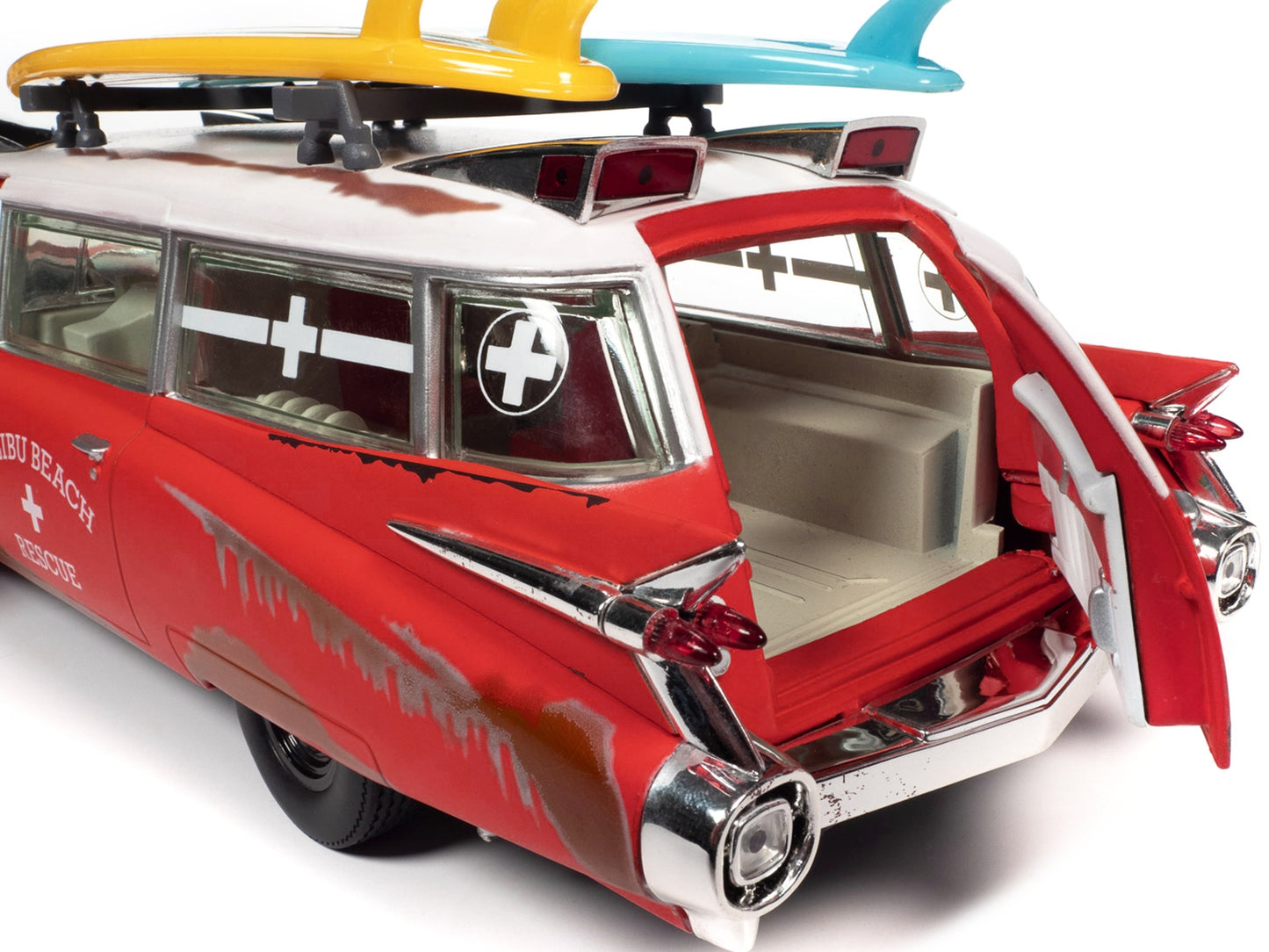 1959 Cadillac Eldorado Ambulance Red with White Top "Malibu Beach - Premium Cadillac Models from Autoworld - Just $120.99! Shop now at Rapidvehicles