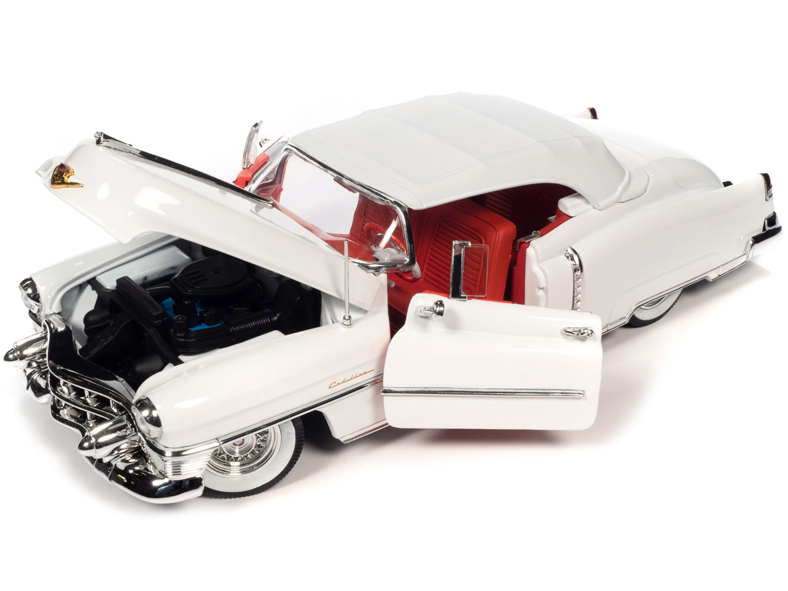 1953 Cadillac Eldorado Soft Top Alpine White with Red Interior 1/18 Diecast Model Car by Auto World - Premium Cadillac Models from Autoworld - Just $120.04! Shop now at Rapidvehicles