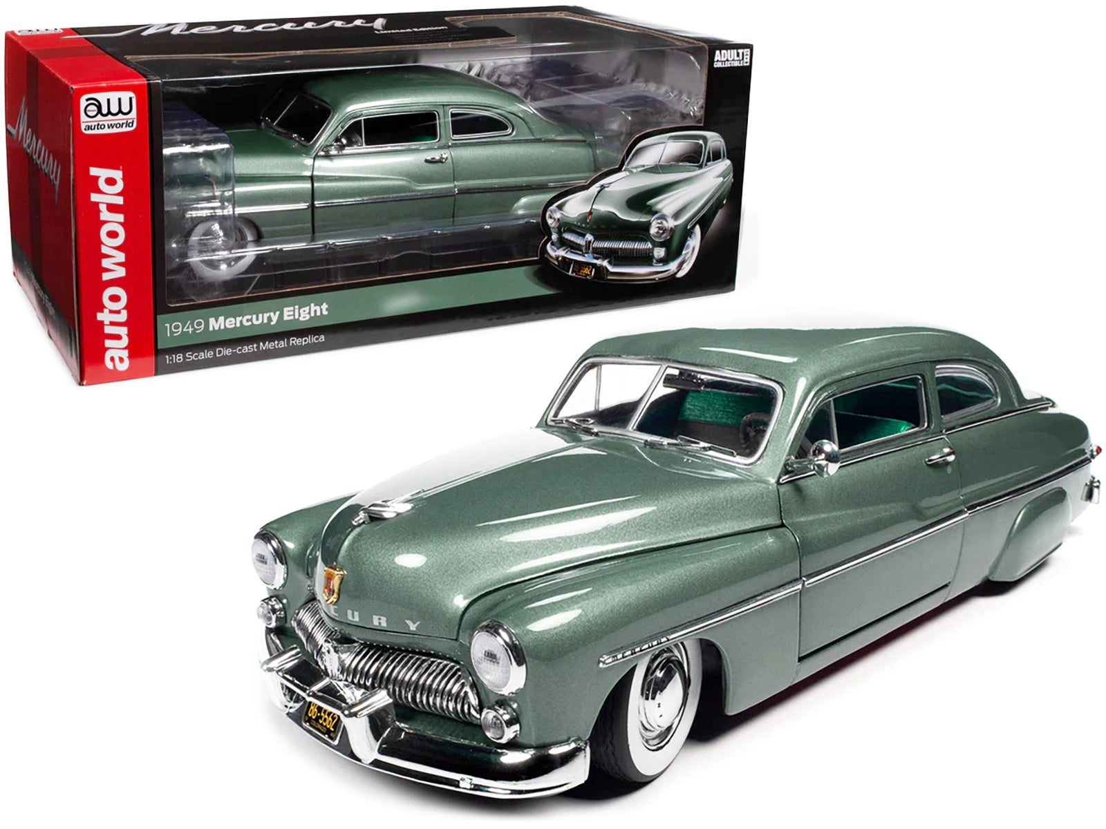 1949 Mercury Eight Coupe Berwick Green Metallic with Green and - Premium Mercury Models from Autoworld - Just $131.39! Shop now at Rapidvehicles