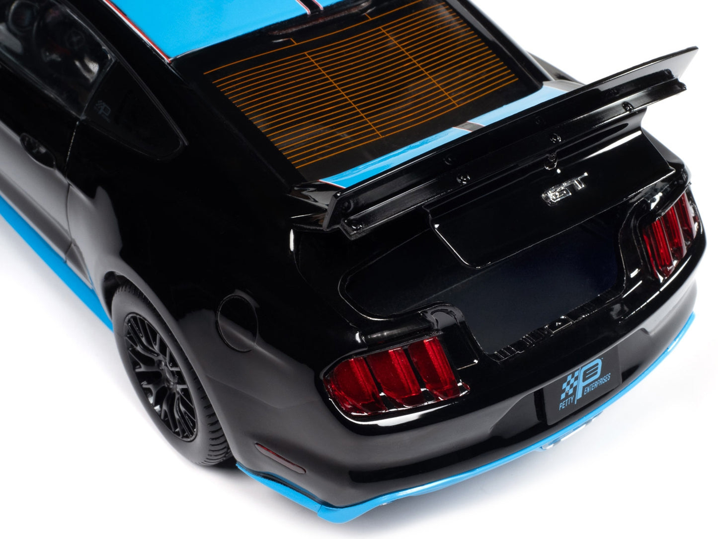 2015 Ford Mustang GT 5.0 Black with Petty Blue Stripes "Petty's