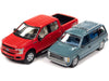 2018 Ford F-150 Pickup Truck Red and 1984 Dodge Caravan Minivan Blue Metallic "World's Best Mom and Dad" Set of 2 Pieces 1/64 Diecast Model Cars by Auto World - Premium Ford Models from Autoworld - Just $29.99! Shop now at Rapidvehicles